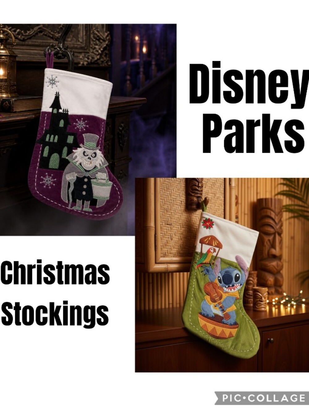 Disney Parks Christmas Stockings - Haunted Mansion & Stitch Tiki Room